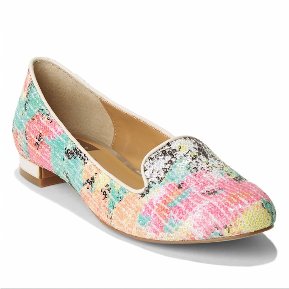 Dolce Vita Hanna Botanical Motif Sequin Loafers  size 10